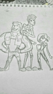 Trying to draw in a more cartoon-ish style feat. Titan trio