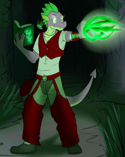 Spike Quest - RPG Alternate Universe Spike looking for his quest group in the darkness of the Calumist Crater, when he hears a noise and readies his spell in defense.