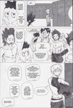 soulsborne123:  Boys’ Locker Room Talk! (read right to left)My first BnHA comic! I just had to draw a TodoMomo one XD And wow, what’s up with these kids’ hairs?! For real. I love drawing their muscular bodies though! (edited because I misspelled