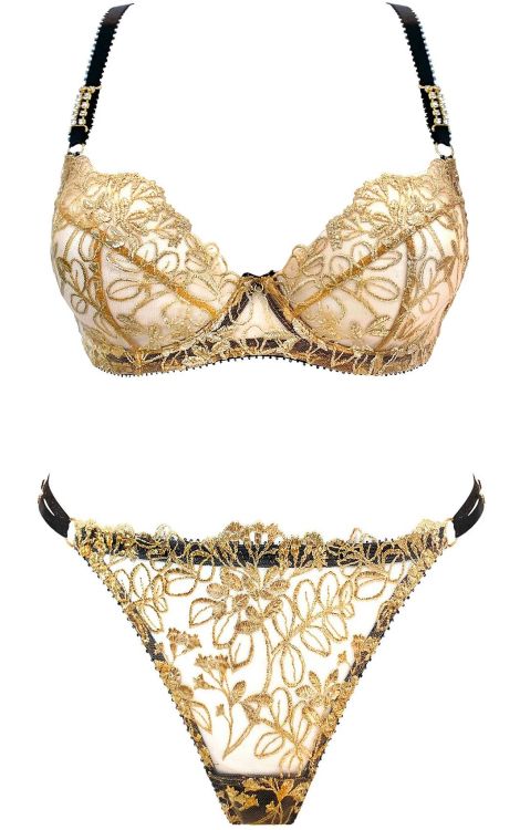 martysimone:  Edge o’ Beyond | Carol • in shimmering gold laurel embroidery + sparkling crystals on satin straps