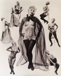 womenofdaysgoneby:  The front side of Lili St Cyr   This is actually Sharon Knight, not Lili.. Sharon was a Texas girl that Lili St. Cyr “discovered” in a Las Vegas chorus line.. Struck by her obvious physical resemblance,&ndash; Lili spent months