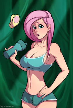 hazardini:  Fluttershy on her workout session.