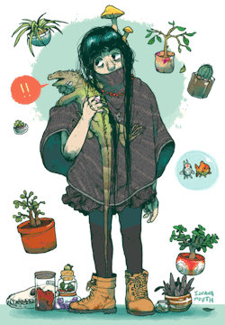 iguanamouth:  JUST BARELY MAKIN THE DEADLINE FOR WITCHSONA WEEK me as a witch isnt too terribly different from myself right now, except i dont kill plants as much and the goldfish suddenly have a lot more space. also due to an excess of stray magic,