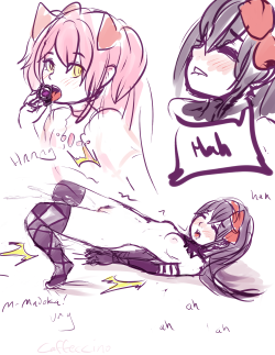 More stream sketches!  Godoka punishing Homucifer some more&hellip; yay!  Also some Kill la Meguca featuring Sayaka as Satsuki and Kyouko as Ryuko! She tries to find who killed her father, only to realize that she did(more or less)!  And also Madoka
