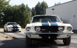 americanmusclepower:  1967 Shelby Ford Mustang GT500 VS 2010 Shelby Ford Mustang GT500 Read full article here