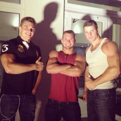 jaxman52077:  jockjizz:  The guy in the middle fills his tummy daily with the thick muscle building, protein-rich spunk from his jock buddies….and they can’t get enough of how good his skilled mouth feels on their over-grown, veiny jock cocks and