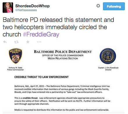 revolutionarykoolaid:  HAPPENING NOW (4/27/15): Today begun with the funeral of Freddie Gray. It ends with violence in the streets, protesters trying to defend their neighborhoods, the National Guard being activated, a city-wide curfew being employed,