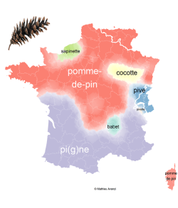 mapsontheweb:“pine cone” in regional varieties of European French.