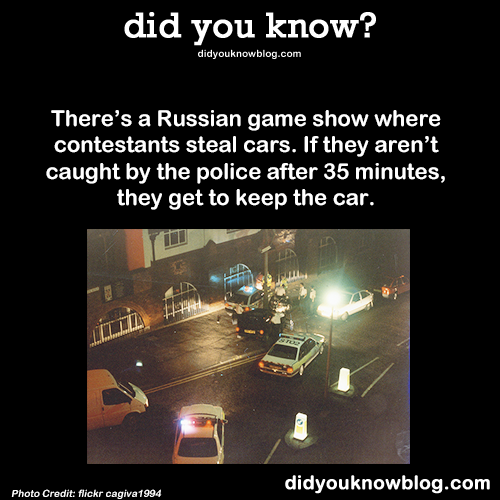 did-you-kno:  There’s a Russian game show where contestants steal cars.  If they