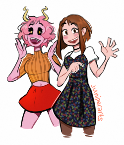 juniperarts: I’ve seen the my hero academia boys in suits and stuff but what about the ladies? Fashionable bnha gals for ya!  - twitter - instagram - 