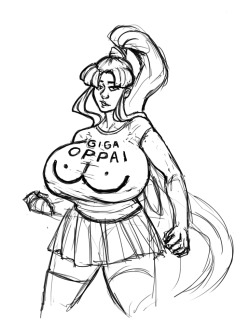 superfirstsecond:  I’m still around. Here’s Kirika with OPM’s shirt. Modified of course. She loves novelty tiddy shirts.  