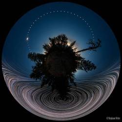 Panoramic Eclipse Composite with Star Trails #nasa #apod #twan #solareclipse #timelapse #panorama #solarsystem #magonelake #oregon #space #science #astronomy