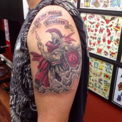 tattoovaughn:  #tattoo #ink #inked #tatted #tattooed #Sparta #romansoldier #soldier #instaink #instatattoo #tattoogram Slanging ink at Davinci Tattoo all this weekend  (at DaVinci Tattoo Studio)