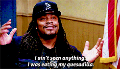 lauren2hills:  bigpendulous: kevinmckidd:   Marshawn Lynch the football player? We’re not getting anything out of him. He’s always getting fined for refusing to talk to the press. Ugh, he’s kind of one of my heroes.  Bonus:   I love him.   Ugh
