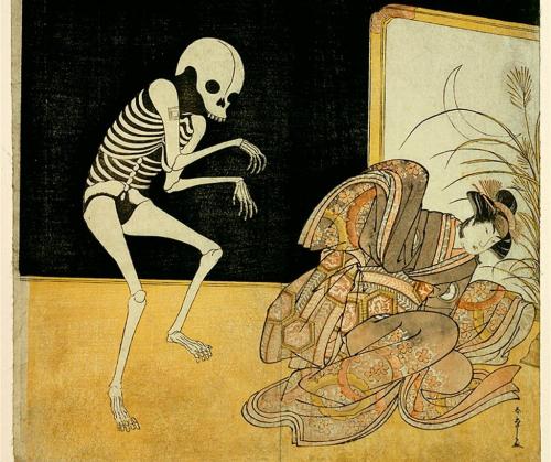 neitherlandish:  Katsukawa Shunsho, The actors Ichikawa Danjuro V as a skeleton, spirit of the renegade monk Seigen…, 1783.  