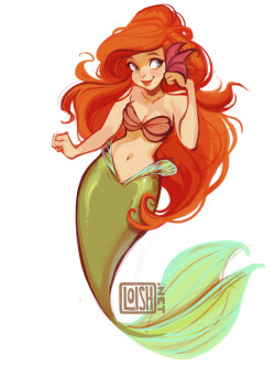 loish:  revisiting an old favorite of mine… a quick ariel doodle to celebrate the fact that my arm seems to be almost completely healed! 