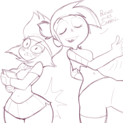fluffys-art-universe:  Just a sketch dump of Carol and Enid from OK K.O. lez be heroes.I spelled carol wrong in the first pic. Oh well. 