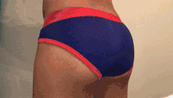 poopyme-wpb:  Poop into red and blue cotton stretch briefs 