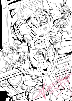 koch43:HI! The third line of the posters for AA2015 by martzu and me was finished today!Ratchet and Drift, and Drift’s swords.( click here can help you remember what I’m talking about XD )Let’s looking forward to Martzu’s coluring !!!