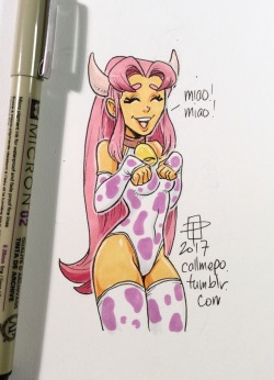 callmepo:  Cowbell Starfire…Tamarian style!. “I’ve never seen a purple cow…” [Want to show your support for what I draw? Come visit my Ko-fi and buy me a coffee]  