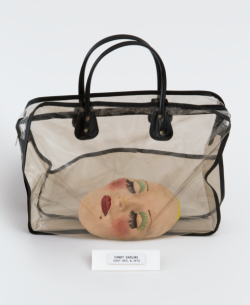 my-kelde:  Ray Johnson. Candy Darling Cast, 1970. plaster. paint + eyelashes in plastic carrying case with artist’s label 