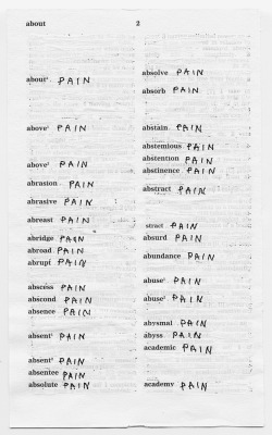 self-shadowing-prey:      Mladen Stilinović, Dictionary – Pain, 2000-2003  “When I say pain, questions are immediately raised: what pain, whose pain, wherefrom the pain, as if pain had to be explained, analyzed. There’s nothing to be explained….