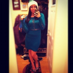 deathlyhollowheart:  I can be cute too:) #HappyNewYear #2013 #Outfit #Green #Snake #Girl #Hat #ArdenB #Cute #Pretty #Happy #Shoes #Caparros #Skin #Excited #Drunk #Hair #Smile #Face #Boobs #Curves #Cheesy #Dress #Sweater #Me #Happy