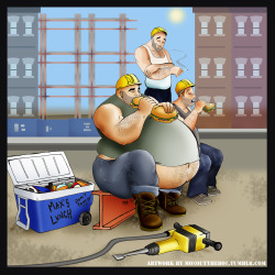 moxoutthebox:  &ldquo;Lunch Hour&rdquo; - artwork by MoXouttheboX.tumblr.com always checking out the big construction bubbas.      