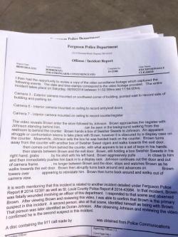 blackgirljelly:  blacknoonajade:  This is the incident report that the Ferguson police just produce. Now if you don’t know, this morning they FINALLY named the killer of Michael Brown as Darren Wilson. Along with naming Darren as the killer, the Ferguson