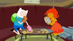 illeity:  adventuretitan:  Those are some bloody cute oven mitts   #Let’s all look with wonder at this scene  #Finn doesn’t need mitts to handle the cards  #But Flame Princess does  #And it’s a cumbersome experience for her trying to pick up