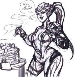 fatline: Let Her Eat Cake- Widowmaker sequence Line art   Along with some other wip sketches. Third to last image is a sketchy non color preview of my Gym Failure Friends guest art for @thekdubs  Last one is a wip Commission   Enjoy the fatties 