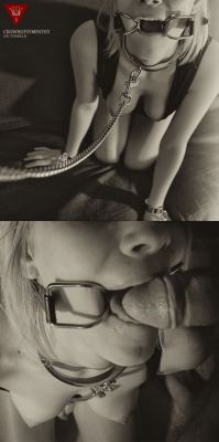 crownofsympathy:  Facefucking Fridays VI. A good slutwife happily serves a deepthoating session and the open gag means that her mouth is in serious trouble today. *Follow the real kinky couple* 