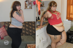 bbwmargot:  being a big cutie does the body good ;) set 2 vs. set 24. come see my booty and belly grow at http://margot.bigcuties.com :)