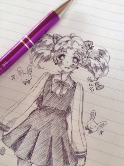 lovely-babydolly:  moederes:  chibiusa doodle today in class ^_^  OMG this is gorgeous, your art style makes my day! 