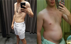ladswithlard2:  (Submission) Wow what a transformation from skinny to chubby - love that little jelly belly overhang this guy has
