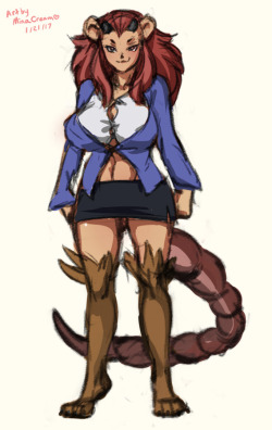 Here’s the curvy Manticore teacher from the monster girl yuri comic I’m working on. ^_^