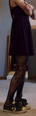 tuney49:  hornyme420:  zphodchitown:  My new Express dress and stockings. Luv!  Adorable  Shoes gotta go honey…  Nah I like the shoes.
