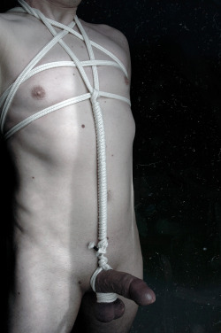 amateurmalebdsm:   Very nice cock and ball tie. If you left off the spiral wrap down the torso the thin rope would work well under clothing out in public and remind the wearer of his submission keeping him horny for more challenging things later.   Amateu
