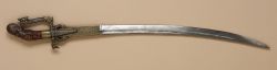 art-of-swords:  Kastane Sword Dated: 18th century Culture: Sri Lankan  Medium: Wooden handle inlaid with gold and silver; steel blade Measurements: Length: 28 5/8 in. (72.7 cm) More on the Kastane Sword  Source: © Los Angeles County Museum of Art