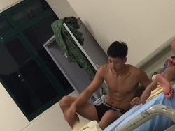 camfitfun:  j-aime-asian-men:  Mmmmmm  That is mean! Secretly taking pictures of your platoon mate … When he is in his undies … And having to see him almost 24/7 during your 2yr of National Service … Seeing him totally naked daily during shower