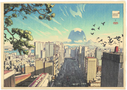 Fuji Over Ginza illustration by Gez Fry