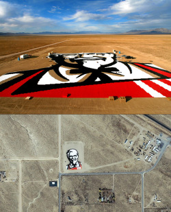 Giant KFC Painting, Nevada desert, 2006 via: Arturo de Albornoz |   google maps coordinates