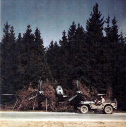 janwire:  wwiiaviation:  An American GI cruises past a camouflaged German Me 410 fighter bomber parked along the Autobahn near Munich. Because of intensive bombing of airfields the Germans used the Autobahn as a runway.  ༀ