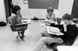 80s-madonna:  Molly Ringwald and Anthony Michael with their tutor studying on set of The Breakfast Club, 1984 