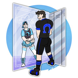 spacepupx: Reflections This jockboy can lie to the whole team all he likes but when he looks in the mirror he sees his true self and knows exactly where he belongs on the team. 