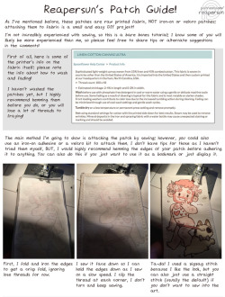 ~Support me on Patreon~I realized I never posted this tutorial I made explaining my method for applying my fabric patches to clothing; these were available on my shop for awhile during Christmas and there will be a few more next time I open it up again,