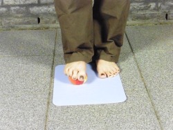 dreckigefuesse:  Guess who had to eat the remaining of the trampled and crushed apple out of a dog bow?!? Right, the barefoot slave girl who just trampled it - humiliating…..   And the final part of that series. I did enjoy your request regarding the