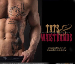 undercoverguys:  Waistband Wednesday: Tats &amp; Waistbands! This week we’ll get a peek at some of the 3 dozen Undergear models who hid and flaunted their ink. The first installment is Tats &amp; Waistbands featuring Thierry Pepin, Adam Ayash, Vasa,