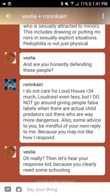 roninkairi: veslia: It’s funny how people show their true colors. This guy goes on about how I’m wrongfully accusing people, and then states that he does not care about loudcest You know that’s funny…I seem to recall that conversation having some