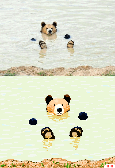k-eke:    Bear vibing in a river ⊂(￣(ｴ)￣)⊃  